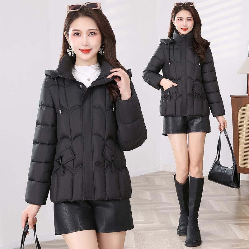 Women's Versatile Hooded Thickened Cotton Coat - Trendy 2025 Winter Fashion