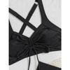Vintage Black Two Piece Bikini Set 2026 Women Pleate Drawstring Push Up High Waist Skirt Swimwear Beach Bathing Suit Swimsuit