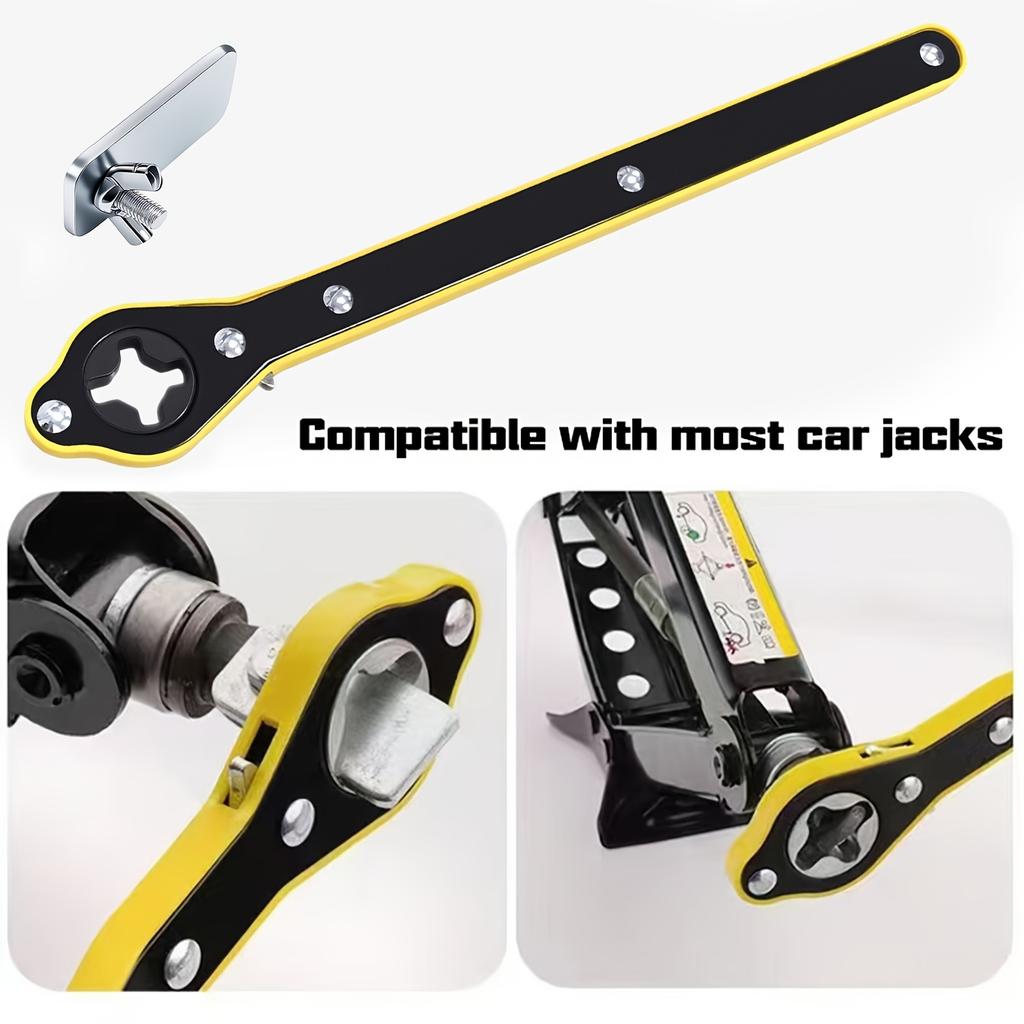 Set of 2 Car Jack Ratchet Wrenches, Extended Design, Sturdy Metal Crane Wrench Featuring a 360° Knob, Easy to Put Together And Take Apart
