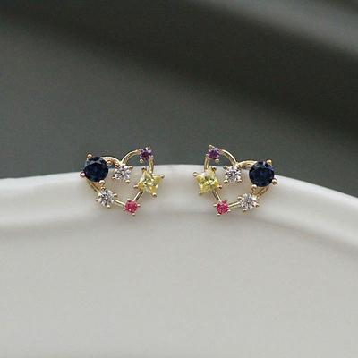 Beautiful Color Japanese and Korean Students Design Touch Love Earrings for Women Small Mini Earrings for Women