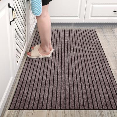 Thin Long Kitchen Mat Anti Slip Stripe Khaki Waterproof Oilproof Kitchen Area Rugs Hallway Door Floor Mats Mall Entrance Doormat
