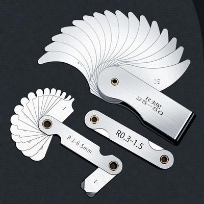Stainless Steel Radius Gauge R0.3-1.5/R1-7/ R7.5-15/ R15.5-25 Screw Pitch Radius Fillet Gage Arc Measuring Tool Sample R Gauge