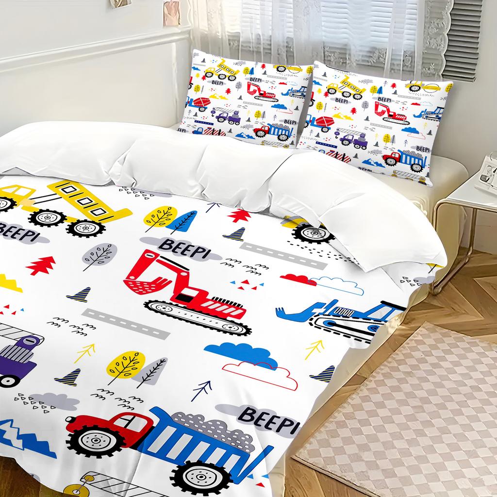 Rajzfilm Autók Ágynemű Szett Villám Paplanhuzat Építőipari Járművek Fiú Ágynemű Ágynemű Ajándék Gyerekeknek