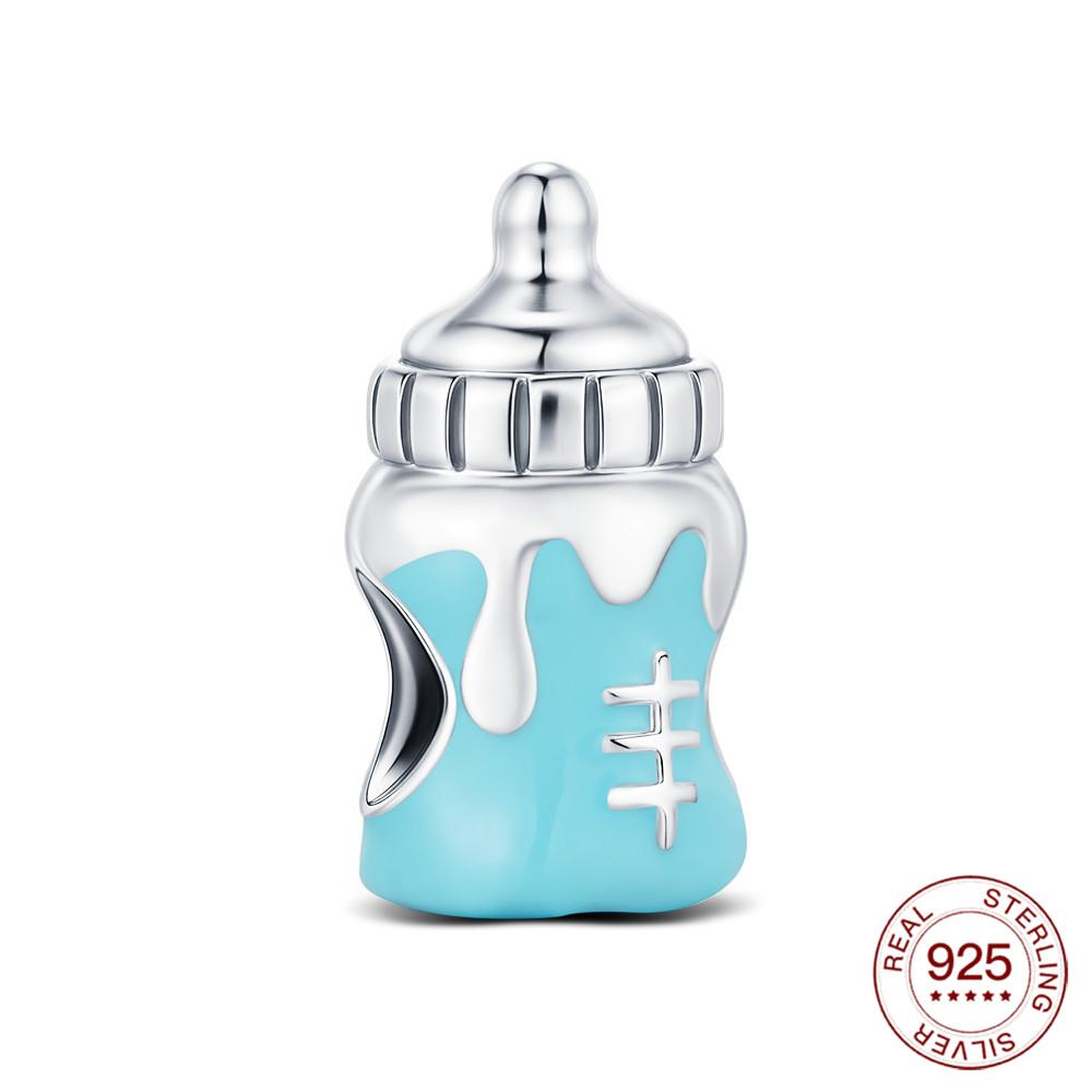 

New 925 Silver Pendant Pink Pink Baby Bottle Car Charm Fashion Bead Fit Bracelet For Women Diy Jewelry Gifts