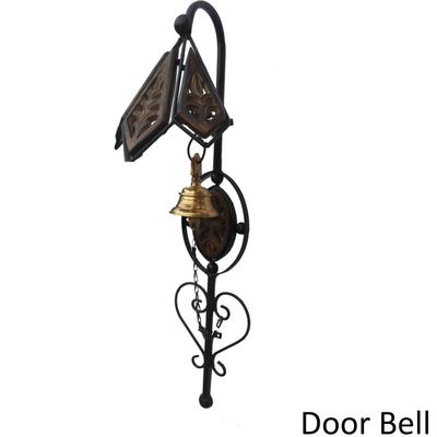 El Sanatı ANTİK GÖRÜNÜMLÜ KAPI Ahşap, Demir, Pirinç Dekoratif Zil  (Siyah, Kahverengi, Sarı, 1'li Paket)