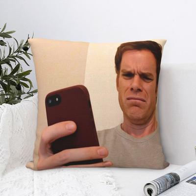 Dexter Morgan Cringe At Phone Printing Pillowcase Cushion Cover Throw Pillow Cover Y2K Bed Decor Zipper Multiple Sizes