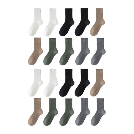 Women's Solid Mid-calf Socks Fall Cozy Soft Fuzzy Crew Socks Thermal Warm Winter Thick Boot Socks for Cold Weather