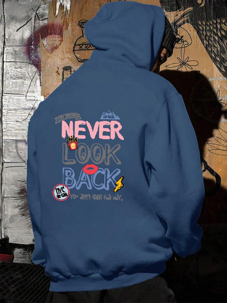 Schau niemals zurück Drucke Herren Sweatshirts Warm Locker Trendy Pullover Lässige Sportbekleidung Fleece Herbst Männlich Vintage Basics Oberteil
