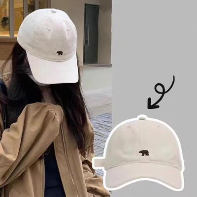 Cartoon Bear Embroidery Baseball Cap For Women Solid Color Sunshade Hip Hop Snapback Cap Soft Cotton Sports Dad Trucker Hat