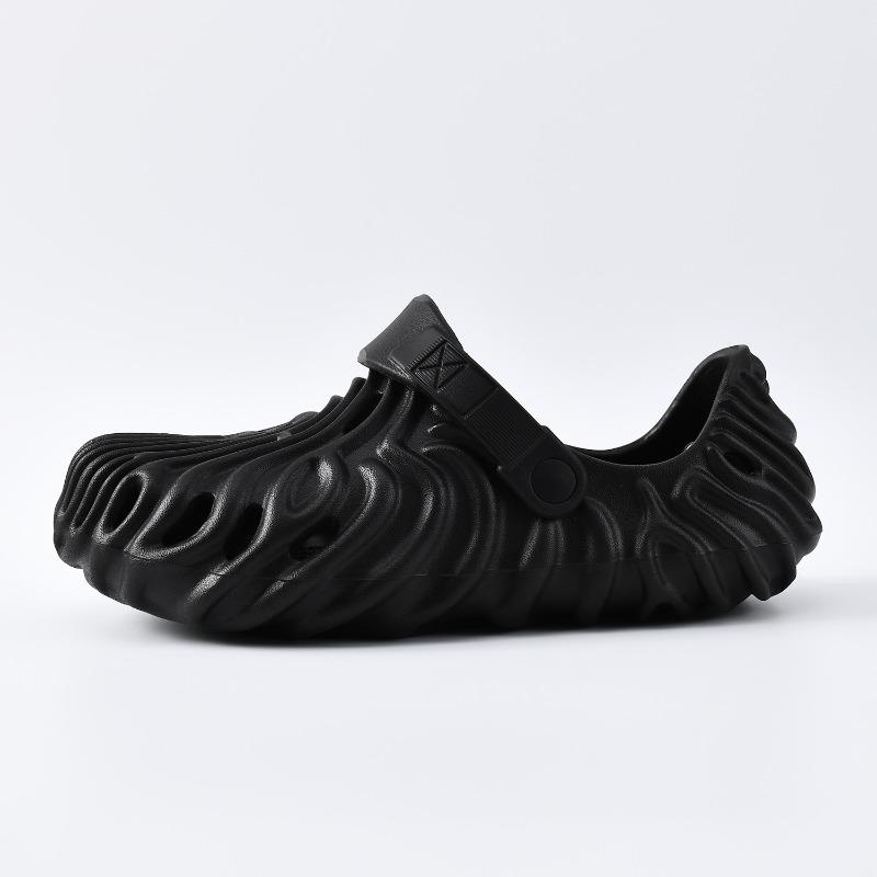 

EVA super light new couple solid color bag head hole shoes men drag women wear non-slip bag head slippers 44-45 чёрный