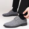 Men's Casual Business Shoes Mens Classic British Style Loafers Checkered Pattern Leather Shoes Board Shoes Plus Size 39-47