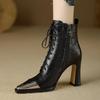 Pointed Toe Women Ankle Boots Sexy High Heels Leather Shoes 2024 Trend Autumn Boot Fashion Lace Up Goth Botas Mujer