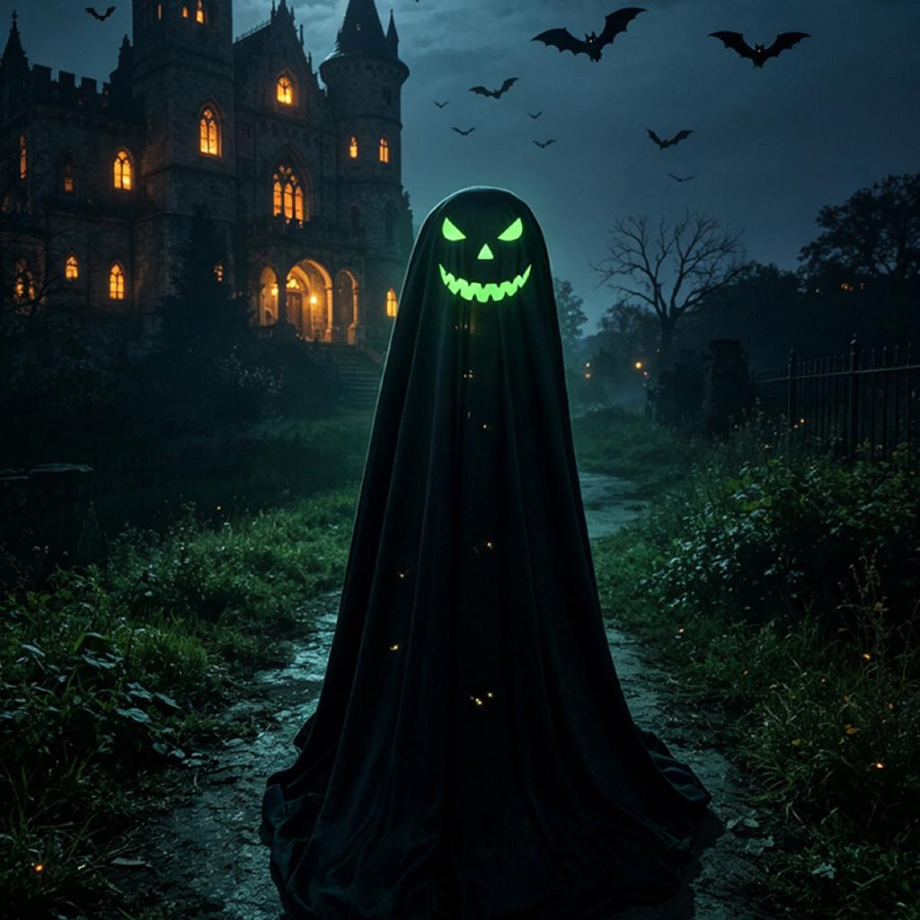 Adjustable Halloween Ghost Decoration with Luminous Face and Extendable Height for Indoor Outdoor Holiday Display 65 To 120cm Requires AA Batteries