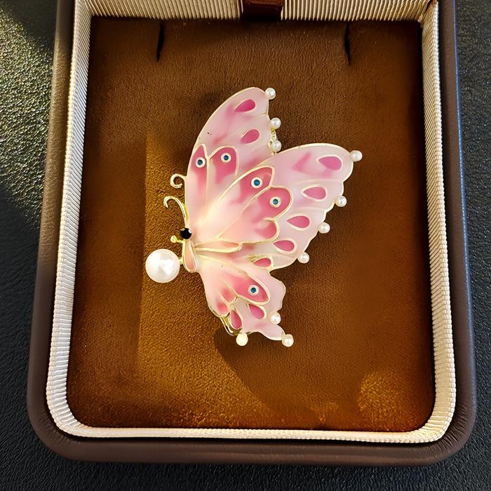 Elegante chinesische Retro-Emaille-Brosche Phönix & Schmetterling für Damen