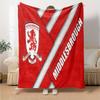Middlesbrough Football Club Crest Flannel Blanket, Soft Polyester, Modern Design, All-Season for Camping, Travel, Gifts for holidays or birthdays