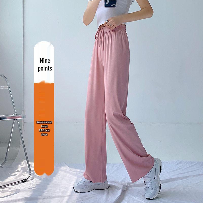 

Plus Size Women s Summer Ice Silk Wide-Leg Pants - High Waist, Loose, Quick-Dry, Anti-Mosquito. XL 115-125 Jin