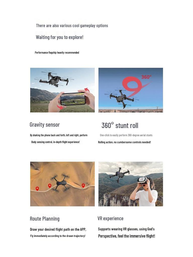 HD Kids' Remote Control Folding Quadcopter Drone Toy for Aerial Photography