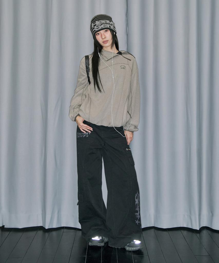 Waffle Cover Stitch Hoodie - Beige