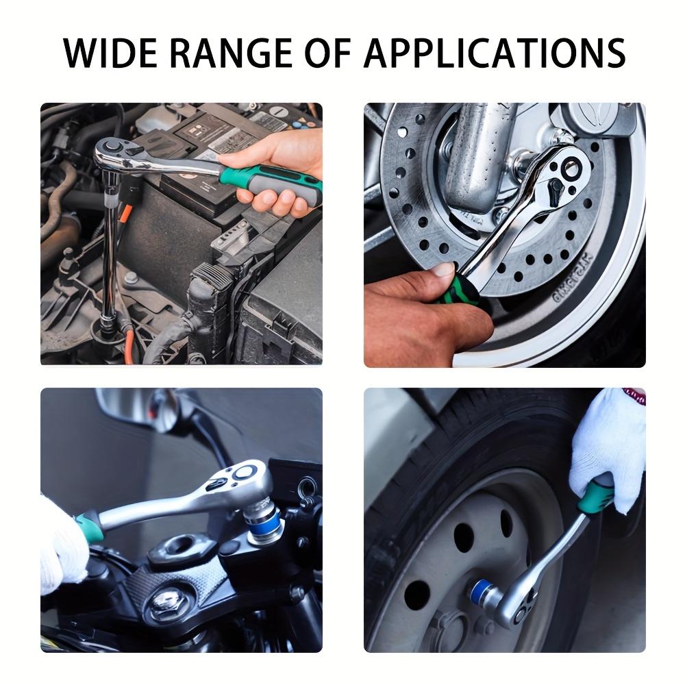 3-Piece Ratchet Wrench Set, 1/4", 3/8", 1/2" Quick-Release Reversible 72-Tooth Drive Socket Wrench, Drive Ratchet Socket Wrench