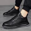 Fashion Leather Casual Design Shoes Men Flats Platform Shoe Soft Sole Sports Sneakers Man Comfortable Lace Up Black Footwear 20024