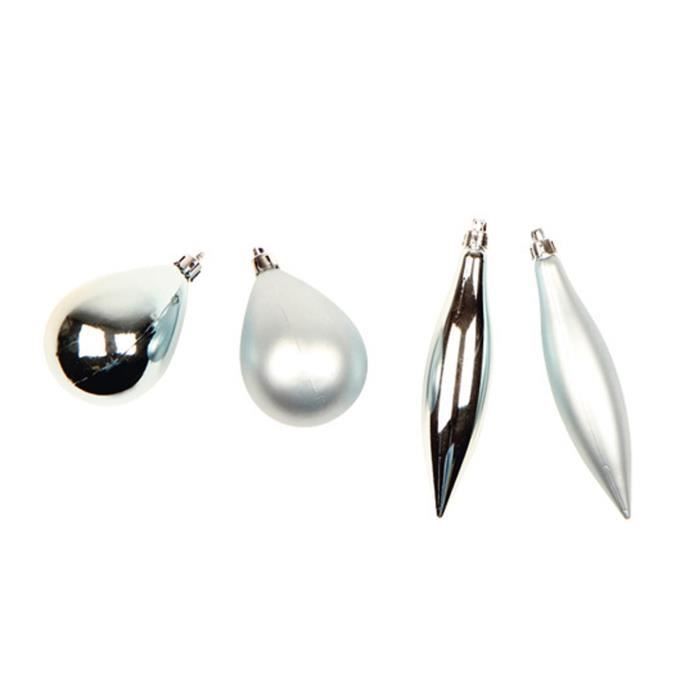 Boules De Sapin - Lot De 4 - Olive Et Glaçon Bleu Ciel - 7 Cm - Décoration De Noël