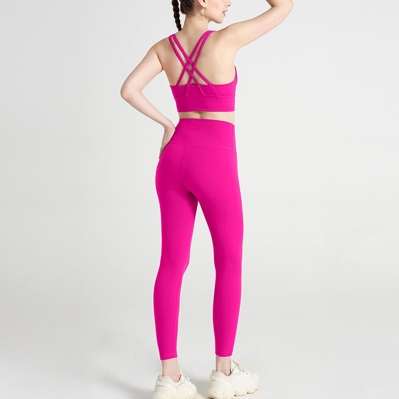 Europäischer & Amerikanischer Sexy Yoga-Anzug mit gekreuztem Rücken: Sport-Hose mit hohem Bund und Hüftlifting für Damen