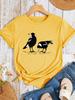 Simple And Cute Tshirt With Australian Magpie Silhouette Print Round Neck Daily Casual Womens Top Soft Round Neck Tshirt