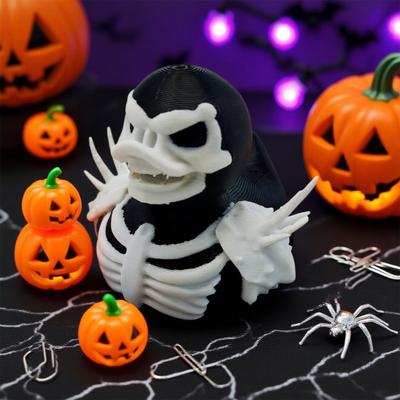 Halloween Entenfigur 3D-gedruckte Spinnenentenstatue Horror Skelett Geisterente für Zuhause Bar Kaminsims Spukhaus Dekoration