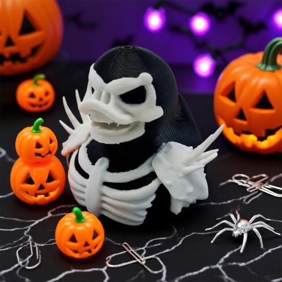 Halloween Duck Figurine 3D Printed Spider Duck Statue Horror Skeleton Ghost Duck for Home Bar Mantel Haunted House Decoration