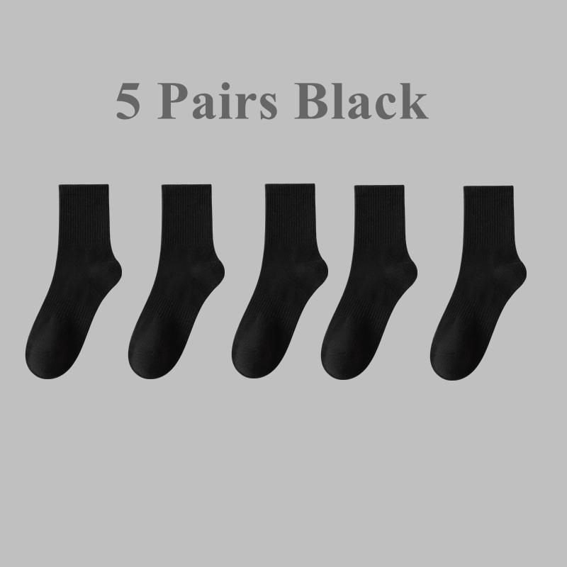 5 Pairs Men Socks High Tube Sports Socks Anti-slip High Quality Cotton Crew Socks 5 Pack Set Spring Business Work