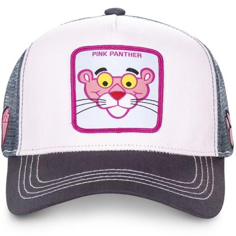 Pink Panther Baseball Cap With Embroidered Animal Motifs For Streetwear Fans