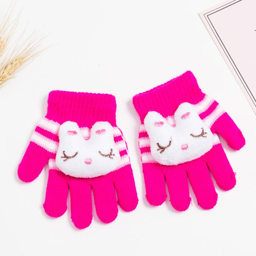 Cute Warm Colorful Gloves Thick Stylish Cartoon Animals Mitten Full Finger Mitten Colorful Striped Mitten for Toddler