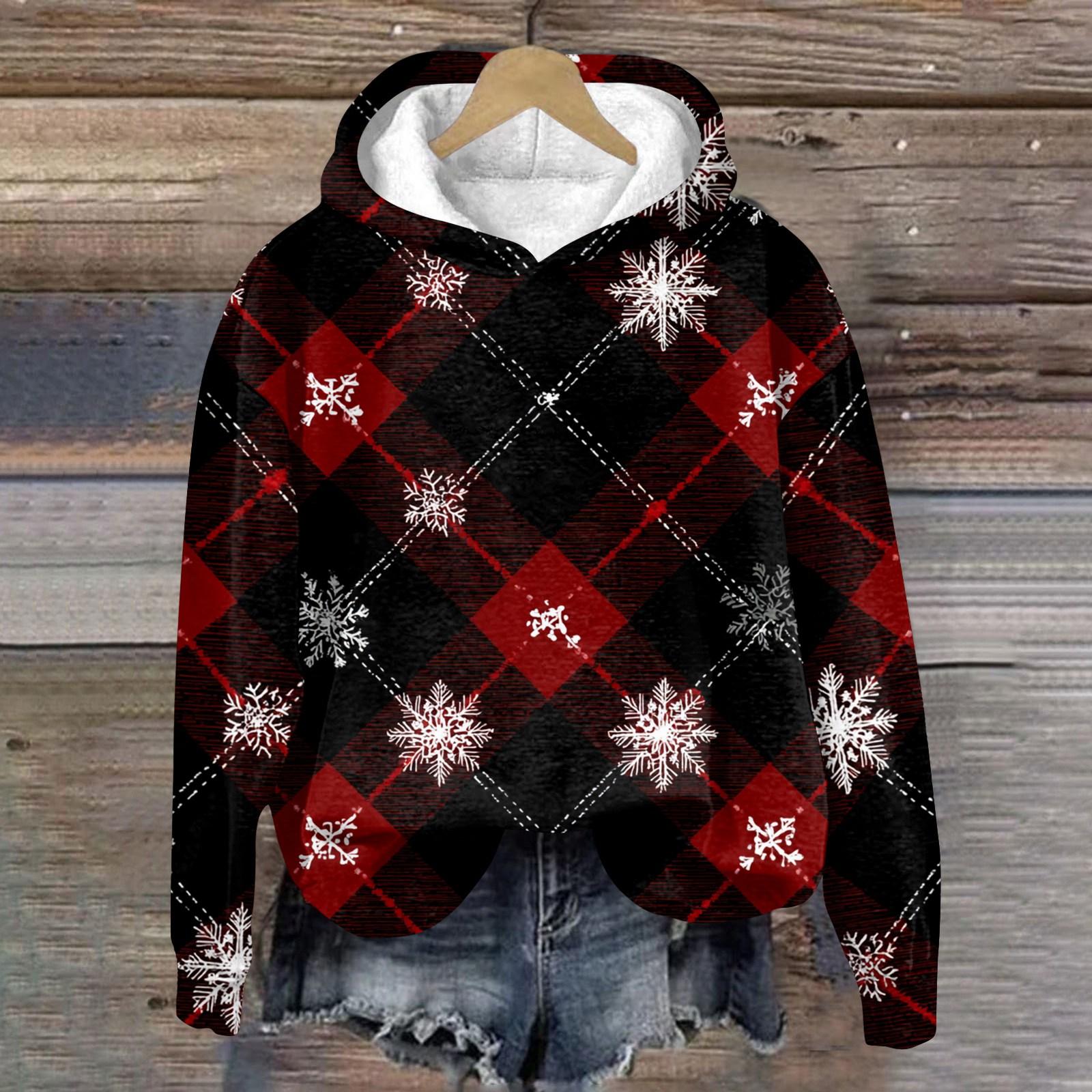 

Женская модная толстовка с длинным рукавом, рождественским принтом, свободного кроя, с капюшоном L чёрный