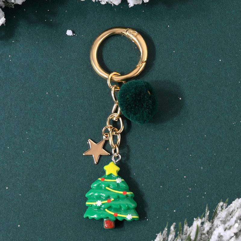 New Christmas Tree Santa Claus Keychains Bag Charm For Women Exquisite Bag Pendant Car Key Ring Jewelry Christmas Gift