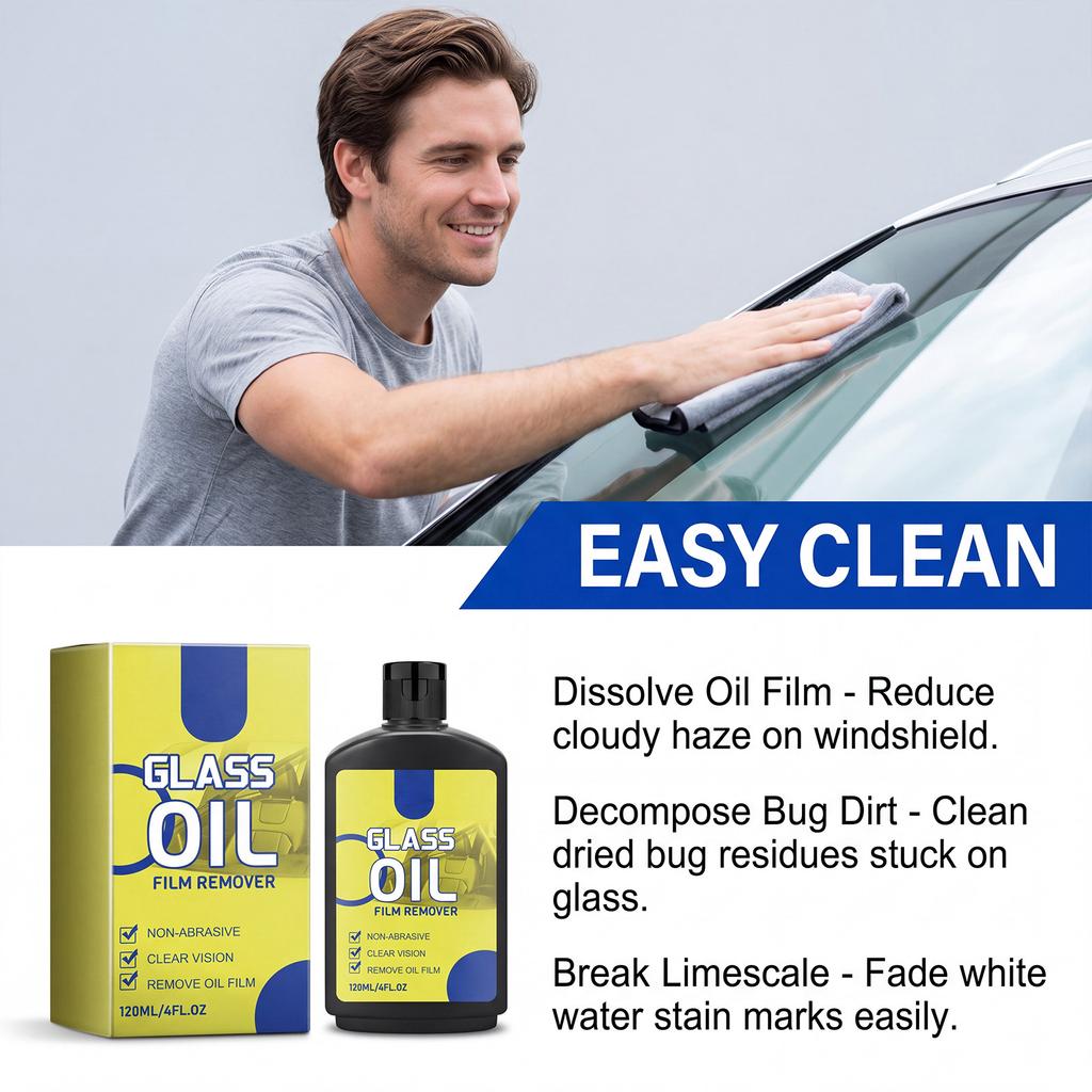 Nettoyant Film Huileux pour Vitres de Voiture - 120ml Nettoyant Verre pour Pare-brise Automobile, Taches et