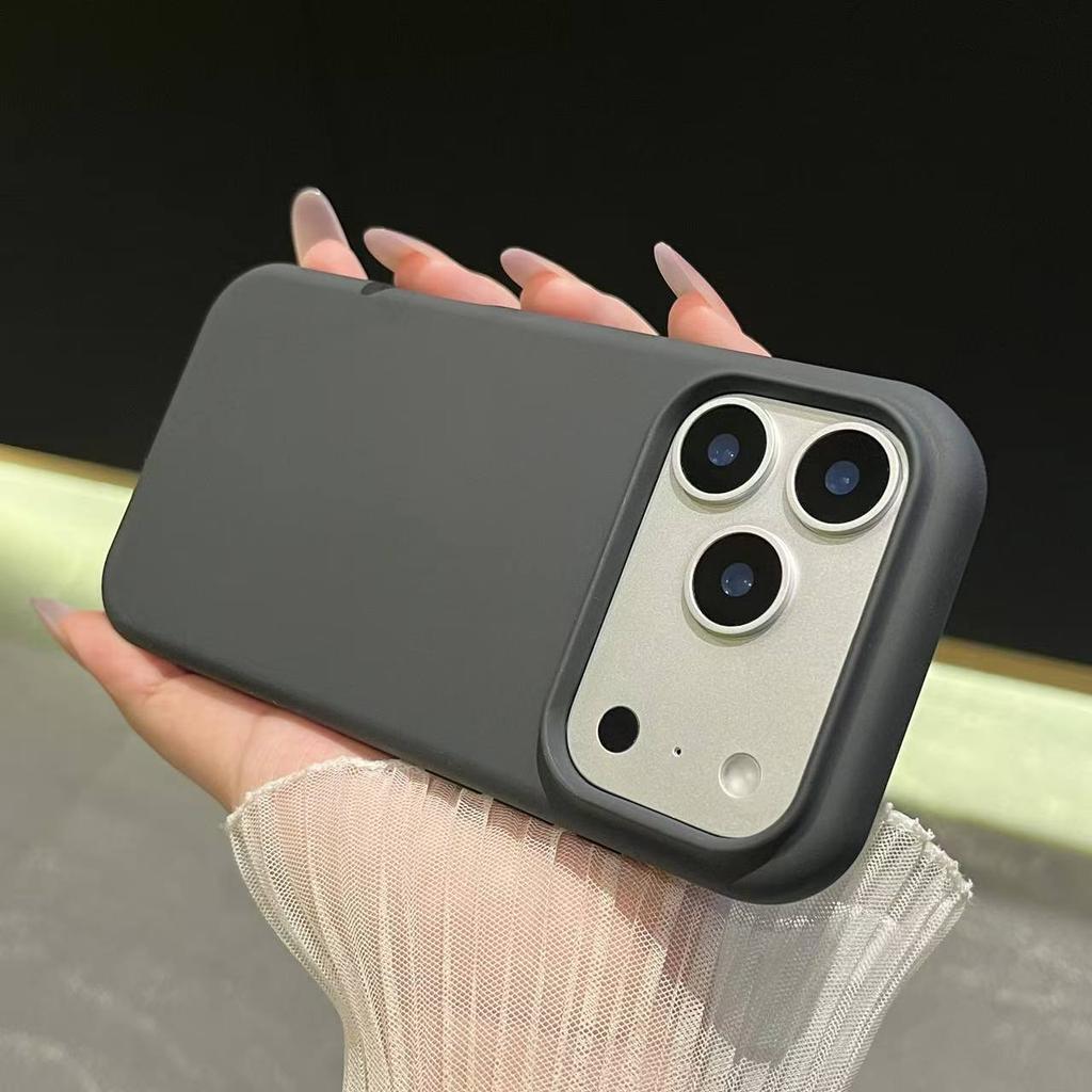 Ins Wind Solid Color True Liquid Silicone Mobile Phone Case iPhone11 Large Hole Lens Frame Anti-drop Apple 11 Mobile Phone Case