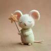 Craft Needle Felting Supply Starry Night Felt Mice Handmade Cute Mouse Collectible Figurine Gifts Mouse Animal Figurine