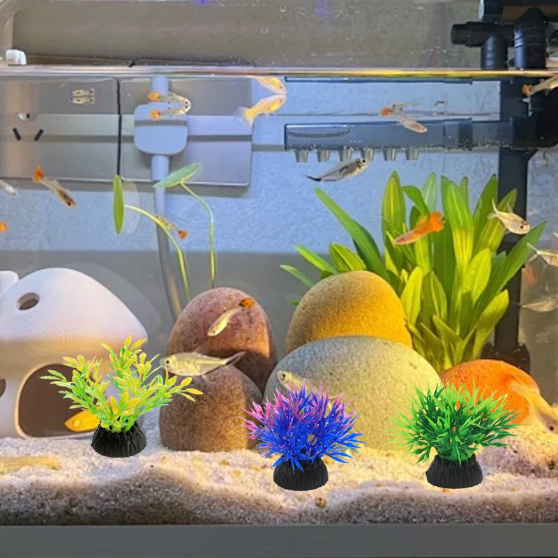 3Pcs/Pack Fish Tank Flower Plastic Home Decoration Accessories Simulation Grass DIY Aquarium Decoration Artificial Plant