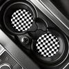 Set of 2 High-Quality EVA Black And White Checkered Car Coasters - Non-Slip Cup Mats Designed to Keep Cup Holders Clean