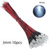 10/50Pcs 3mm Light Emitting Diodes LED Bead with Wire DC 5V-12V LED Light Decorative For RC Crawler Car Traxxas TRX4