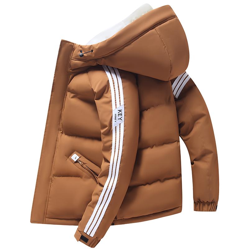 Men's Autumn and Winter Hooded Cotton Jacket, Couple's Cotton Jacket, Bread Jacket, Solid Color Cotton Jacket