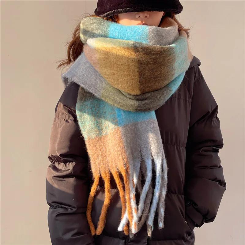 WTEMPO Soft Women New Versatile Autumn and Winter Warm Scarves Thickened Dual-purpose Printed Large Tassel Scarves Shawls