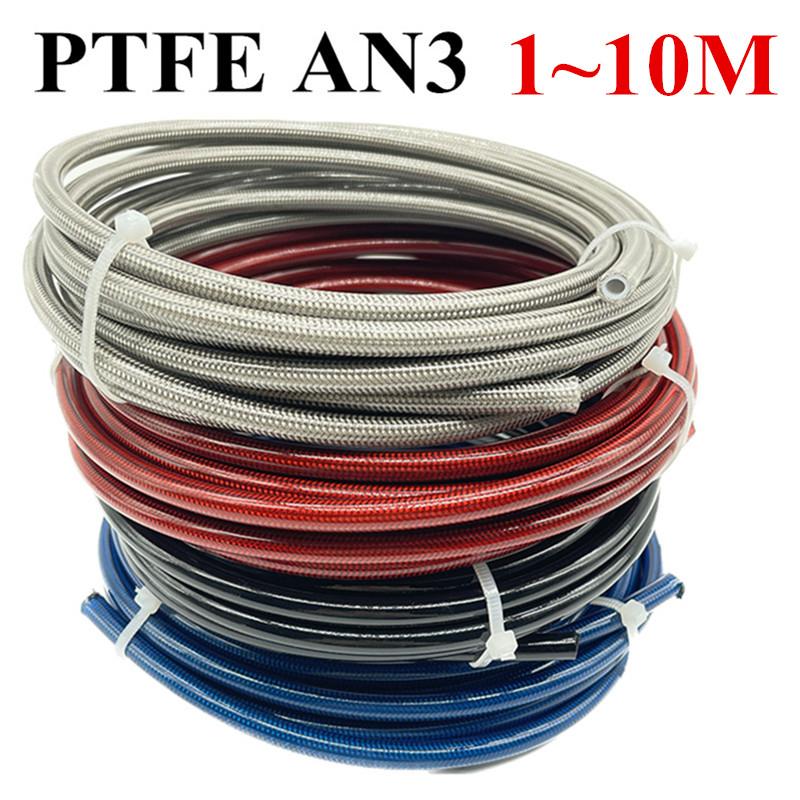 AN3 1M~10M Motorrad Geflochtenes PVC Edelstahl PTFE Bremsleitung Schlauch Bremsleitung Gas Öl Kraftstoffrohr Leitung Rennbremsleitung