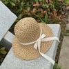 Hat Style Versatile Straw Woven Sweet Lace Bow Womens Hatscaps Sunshade
