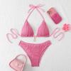 European and American Women's Sexy Backless Strappy Bikini Swimsuit - Solid Color, Hot Spring Wear