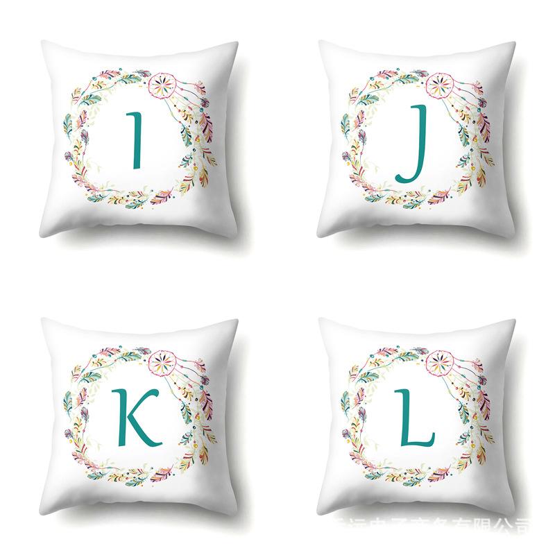 Polyester Pillowcase Simple Home Furnishing 26 English Letter Printed Pillowcase Car Cushion Waist Cushion Cover