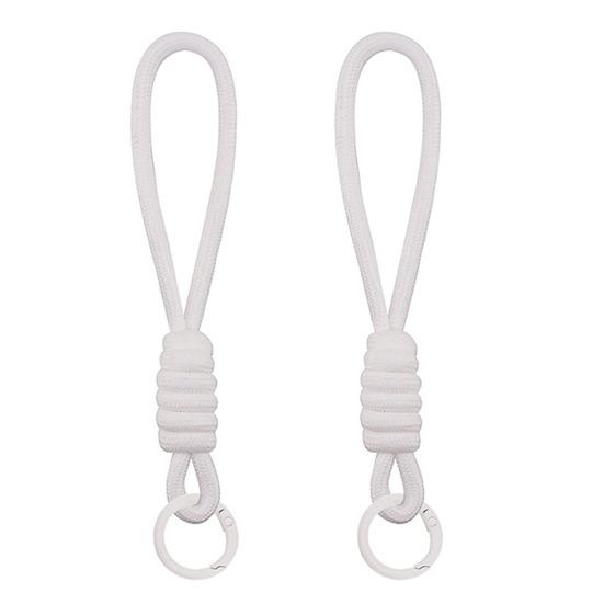 2Pcs Braided Rope Pendant Lightweight High-Elastic Keychain Holder with Reinforced Knot Design Macaron Color Mobile Phone Case Lanyard