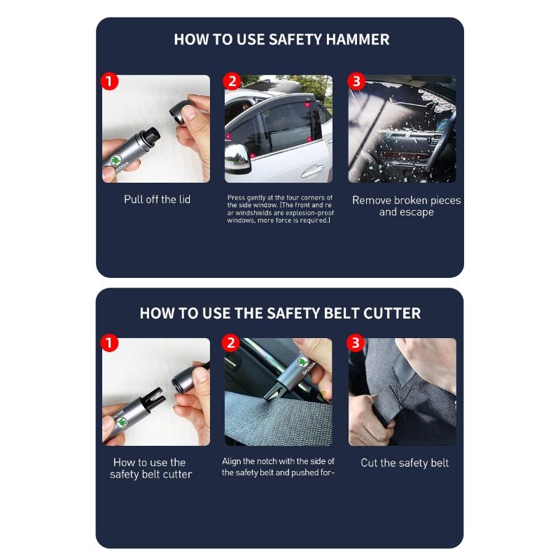 Car Safety Hammer Emergency Window Breaker Seat Belt Cutting Machine For Skoda Octavia Superb Rapid Kodiaq Karoq Fabia Kamiq Roomster Citigo