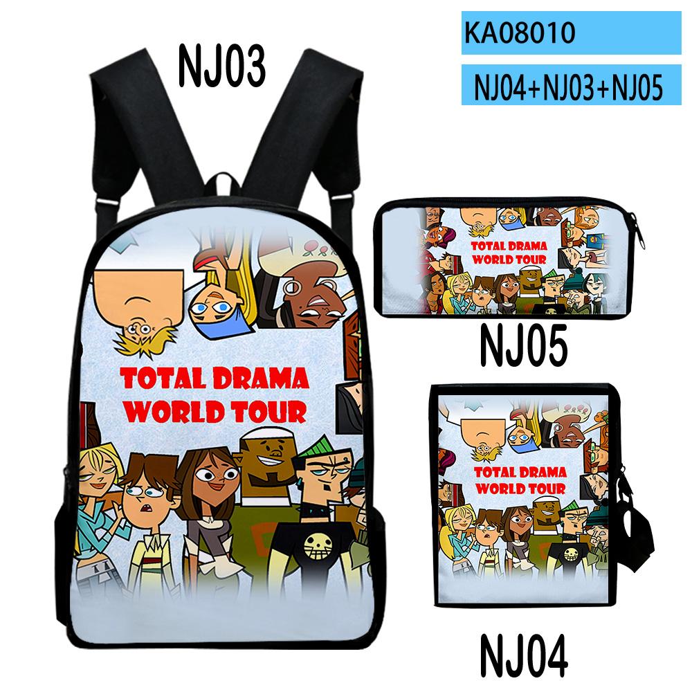 Klassische Neuheit Total Drama 3D-Druck 3 Stück/Set Schüler Rucksäcke Laptop Tagesrucksack Rucksack Schräg getragene Tasche Federmäppchen