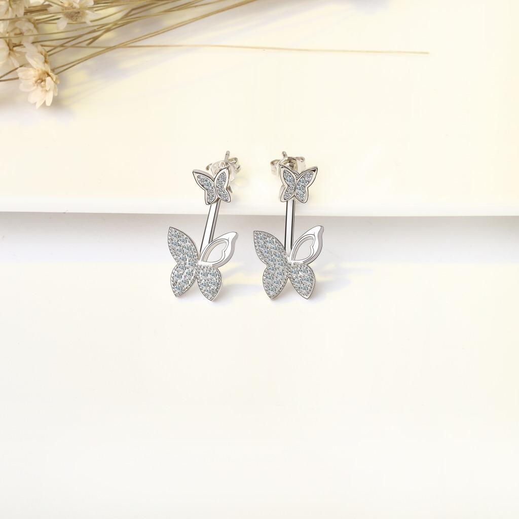 New Rear Hanging Butterfly Earrings Temperament Earrings for Women High-end Jewelry Gifts